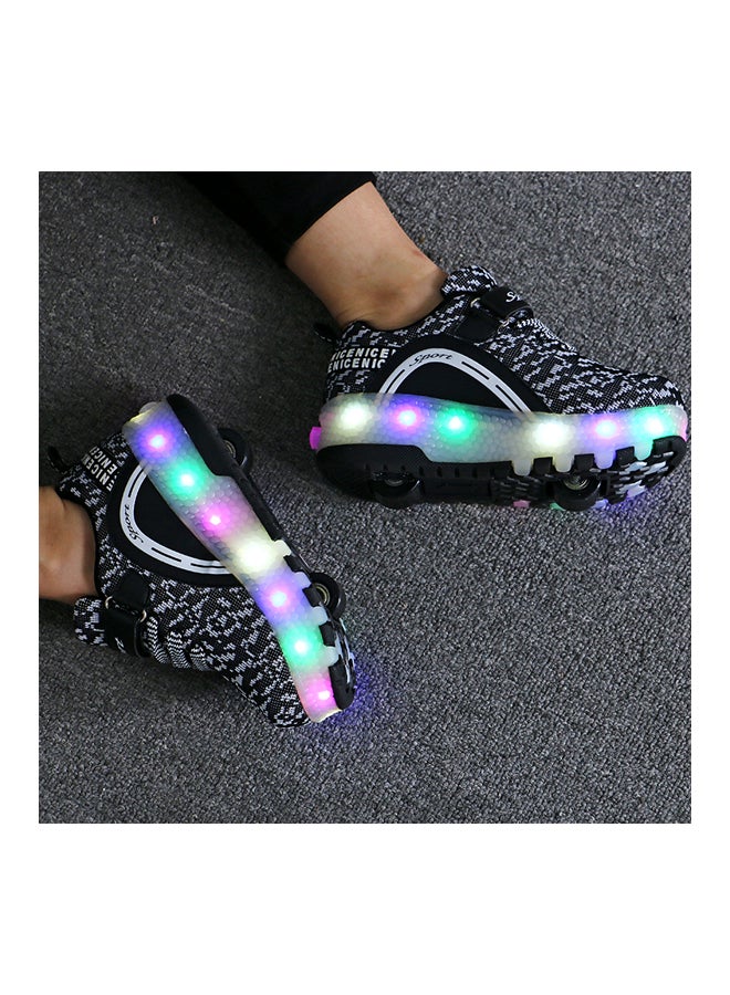Loquat LED Flashing Wheeled Low Top Sneakers Black/White - Image 3