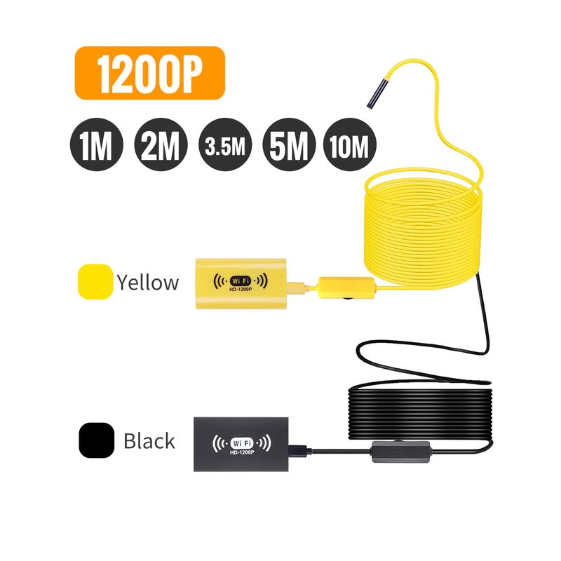 8mm Wireless Endoscope Camera IP68 Waterproof WiFi Inspection 2.0MP HD 8 LED Semi-Rigid Cable Borescope for iPhones iPads Android Devices and PC Black 10M - Image 2