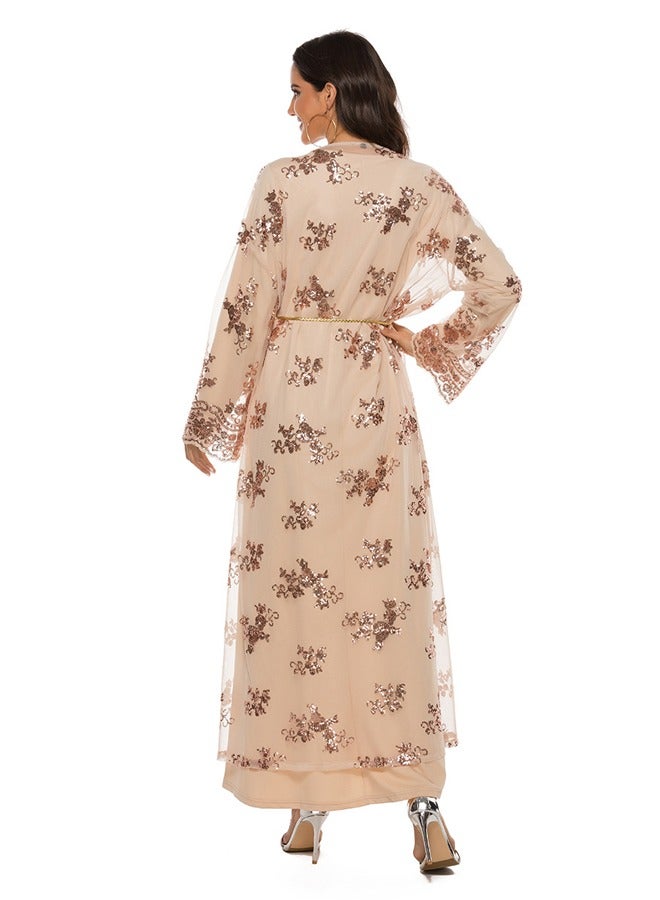 NIBEMINENT Pearl Embroidered Long Dress Champagne Color  - Image 5