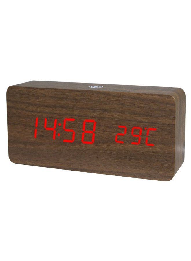 NIBEMINENT Digital LED Alarm Clock Brown/Red 243grams - Image 1