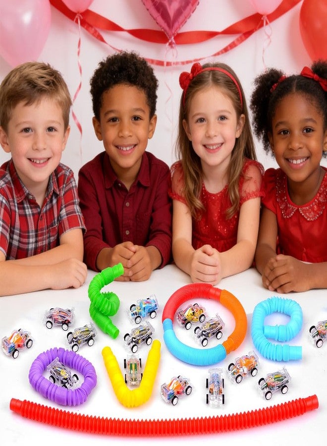 VKTEN 56PCS Party Favors for Kids, 28 Pop Tubes and 28 Mini Pull Back Cars, Birthday Party Favors, Goodie Bag Stuffers, Treasure Box Toys, Classroom Prizes, Carnival Rewards for Boys and Girls - Image 2