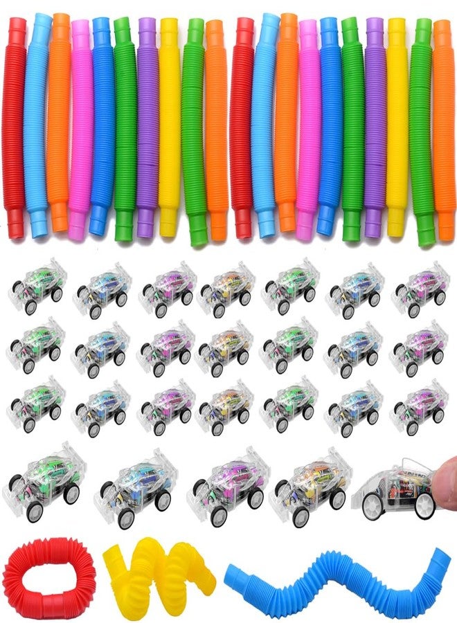 VKTEN 56PCS Party Favors for Kids, 28 Pop Tubes and 28 Mini Pull Back Cars, Birthday Party Favors, Goodie Bag Stuffers, Treasure Box Toys, Classroom Prizes, Carnival Rewards for Boys and Girls - Image 1