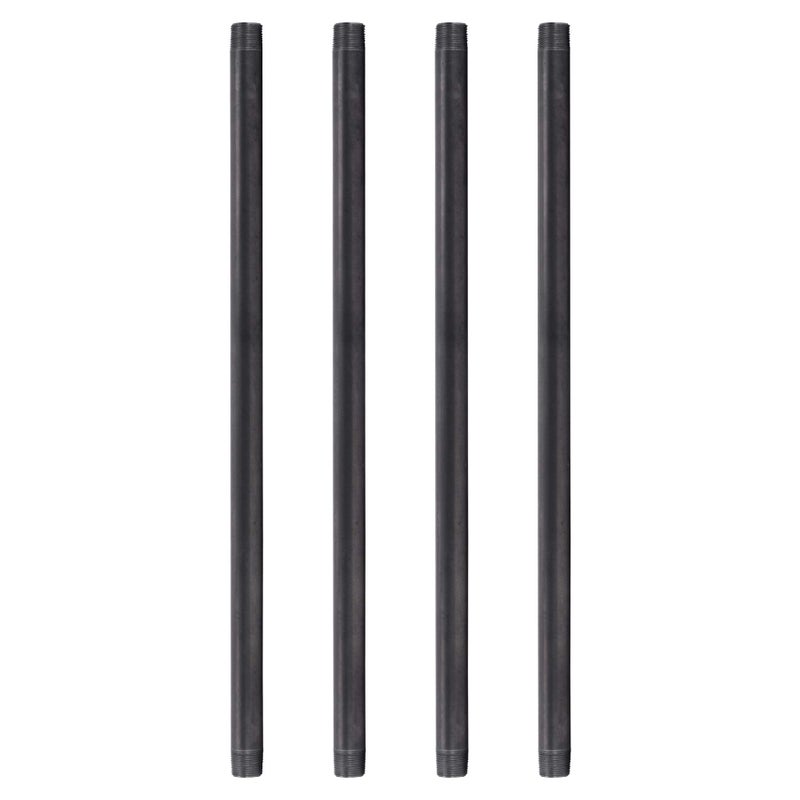PIPE DECOR 3/4â€ x 24â€ Black Steel Plumbing Pipe, Pre Cut, Industrial Steel Grey Fits Standard 3/4 Inch Threaded Black Malleable Iron Fittings, Build Vintage DIY Furniture, 4 Pack