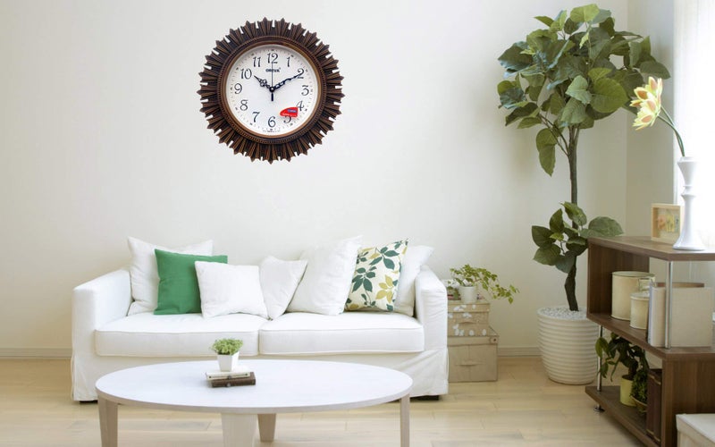 Oreva Aq 6197 Plastic Wooden Look Designer Wall Clock (32.5 X 32.5 X 4.8 Cm), Brown - Analog - Image 3