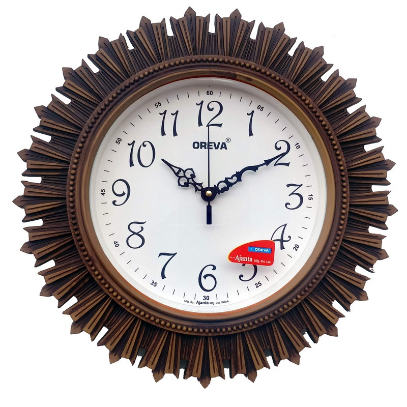 Oreva Aq 6197 Plastic Wooden Look Designer Wall Clock (32.5 X 32.5 X 4.8 Cm), Brown - Analog - Image 5
