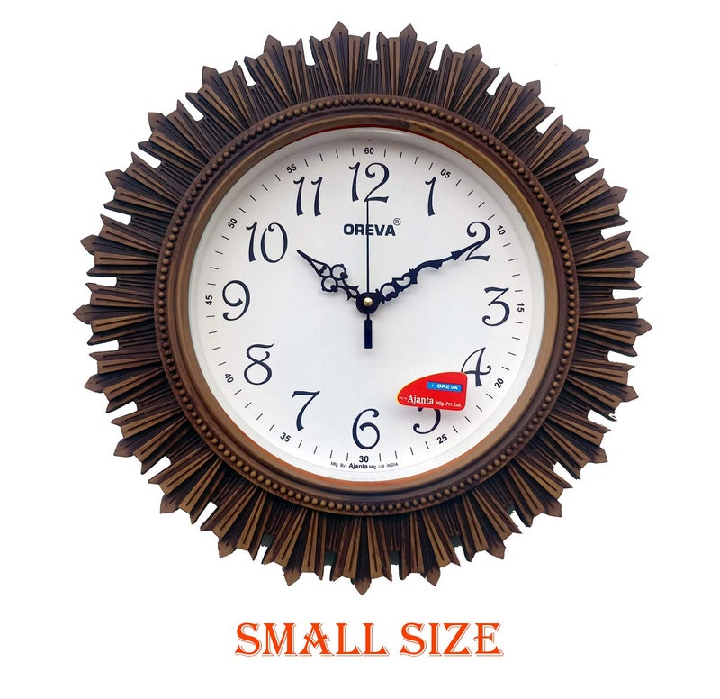 Oreva Aq 6197 Plastic Wooden Look Designer Wall Clock (32.5 X 32.5 X 4.8 Cm), Brown - Analog - Image 2