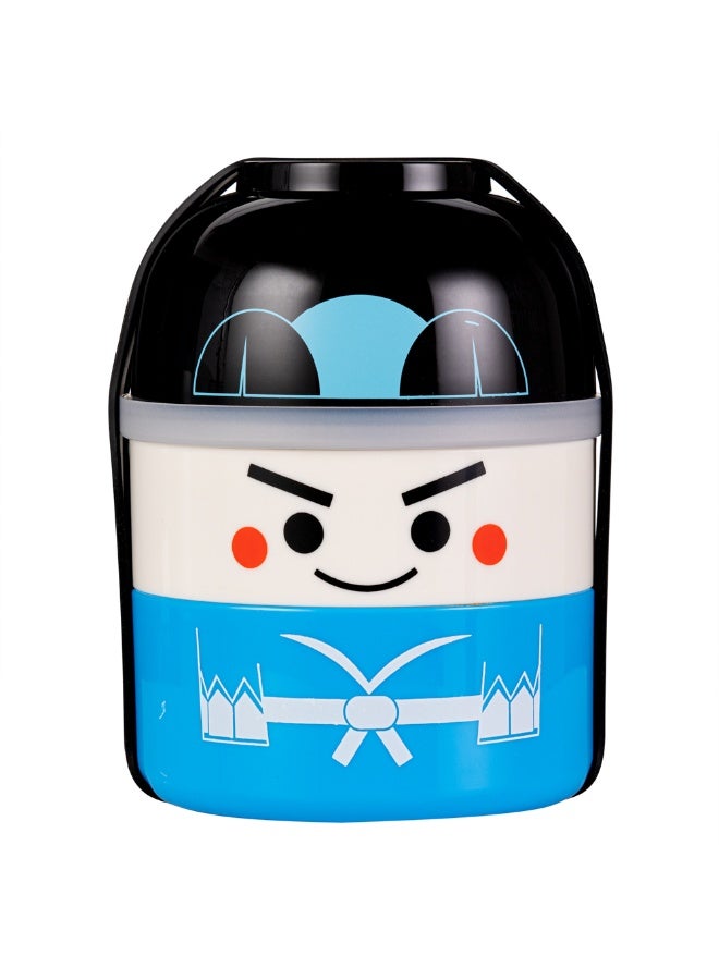 Restaurantware Bento Tek 22 Ounce Two-Tier Bento Box, 1 Durable Japanese Bento Box - Distinct Compartments, Invertible Soup Bowl, Ichiro Kokeshi Plastic Round Lunch Box, Dishwashable, Microwavable - Image 1