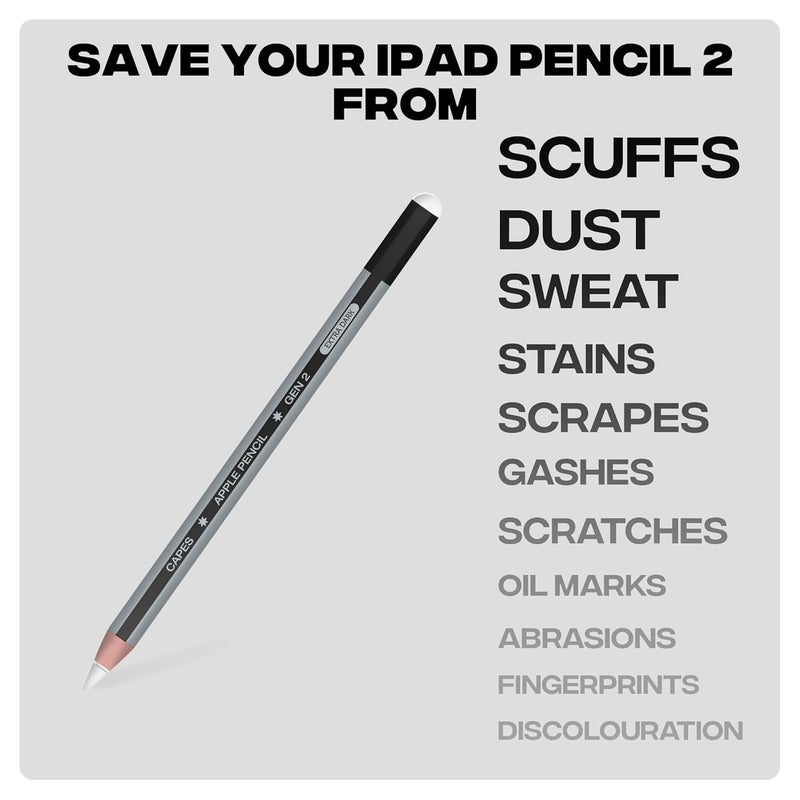 Capes ملصقات تغليف متوافقة مع قلم آيباد الجيل الثاني | تغليف فينيل 3M مقاوم للخدوش ودائم | ليس علبة | متوافق مع الشحن اللاسلكي | رمادي عتيق - Image 2