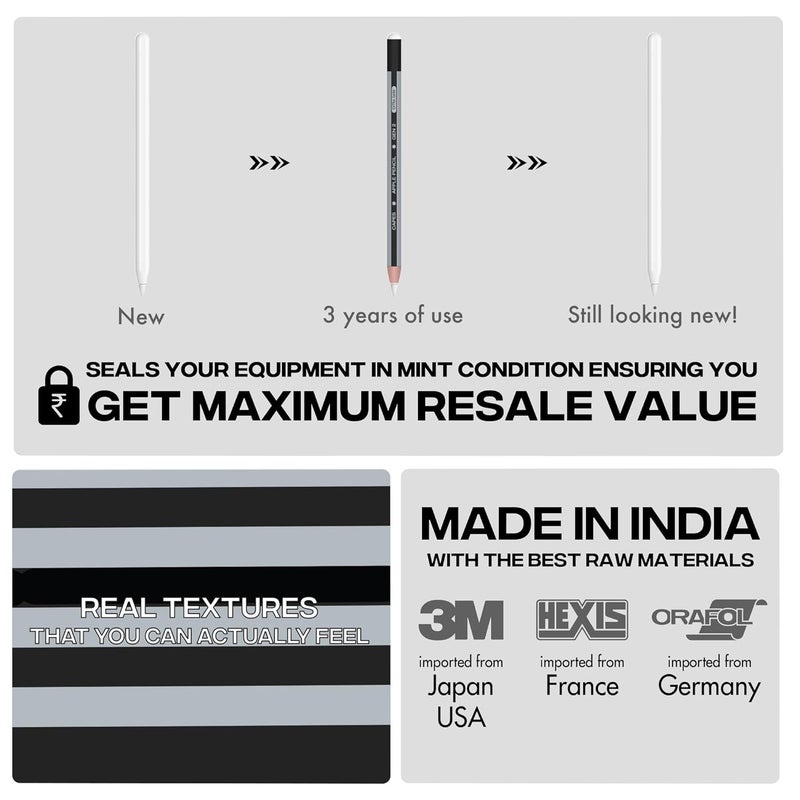 Capes ملصقات تغليف متوافقة مع قلم آيباد الجيل الثاني | تغليف فينيل 3M مقاوم للخدوش ودائم | ليس علبة | متوافق مع الشحن اللاسلكي | رمادي عتيق - Image 5