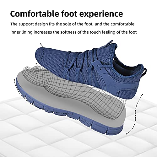 AOE Womens Walking Running Shoes Ultra Lightweight Breathable Mesh Tennis Shoes Non Slip Athletic Workout Gym Sneakers 8women / 7men Blue - Image 3