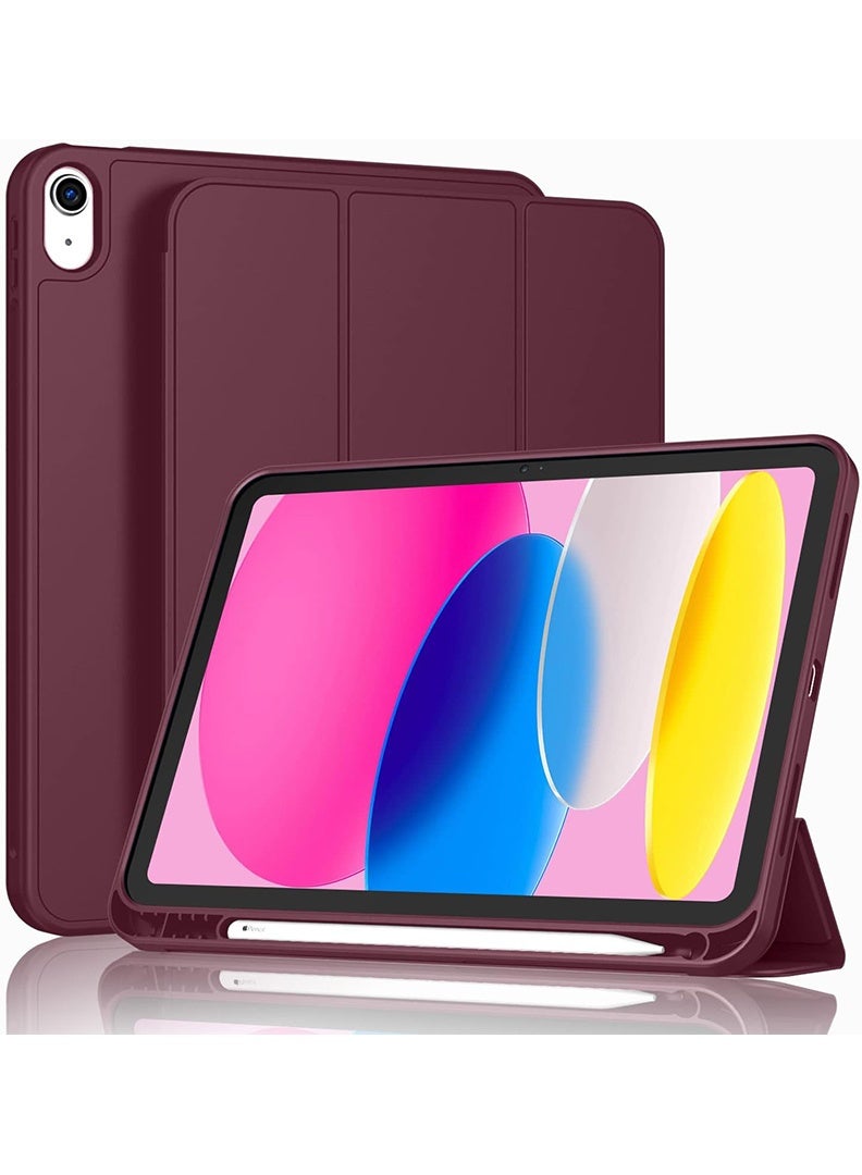 ثيودور جراب ذكي رفيع لجهاز iPad Air مقاس 11 بوصة (M4 2026/ M3 2025/ M2 2024)، غطاء ثلاثي الطي خفيف الوزن مع حامل قلم، ظهر من مادة TPU ناعمة، خاصية التشغيل/الإيقاف التلقائي، جراب واقٍ مقاوم للصدمات - لون عنابي - Image 1