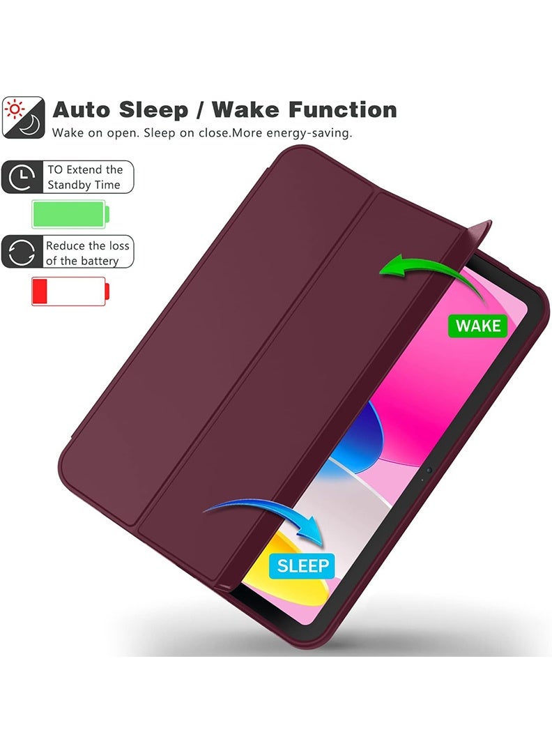 ثيودور جراب ذكي رفيع لجهاز iPad Air مقاس 11 بوصة (M4 2026/ M3 2025/ M2 2024)، غطاء ثلاثي الطي خفيف الوزن مع حامل قلم، ظهر من مادة TPU ناعمة، خاصية التشغيل/الإيقاف التلقائي، جراب واقٍ مقاوم للصدمات - لون عنابي - Image 5