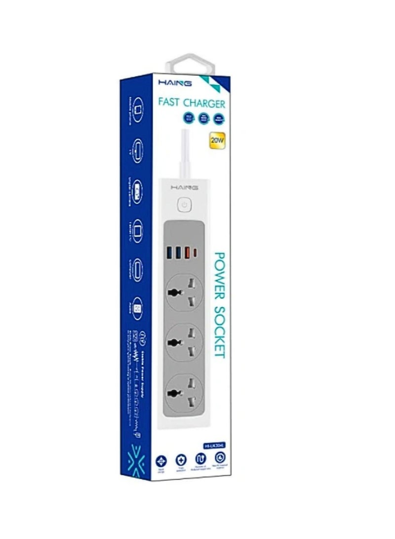 Haing Fast Charger Power Strip UK Socket 2M 20W - Image 2
