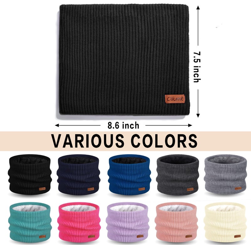 Oliumt Kids Winter Knitted Infinity Scarf Polar Fleece Neck Warmer (Black) - Image 5