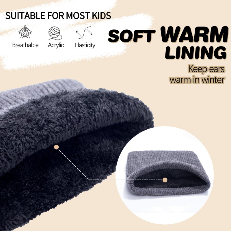Oliumt Kids Winter Knitted Infinity Scarf Polar Fleece Neck Warmer (Black) - Image 3