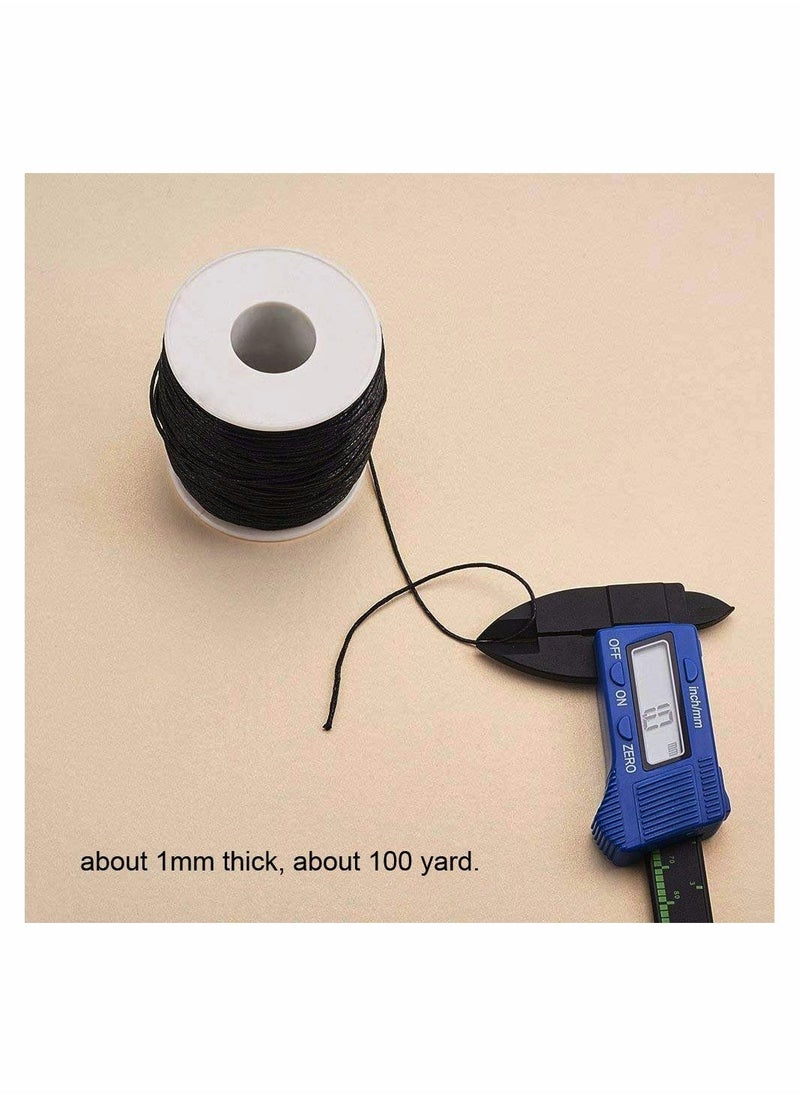 1 Roll 1mm 100 Yards Waxed Cotton Cord Thread Beading String For Jewelry Making Crafting Beading Macrame 1mm - 100 Yards Black - Image 2