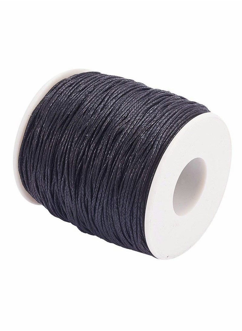 1 Roll 1mm 100 Yards Waxed Cotton Cord Thread Beading String For Jewelry Making Crafting Beading Macrame 1mm - 100 Yards Black - Image 1