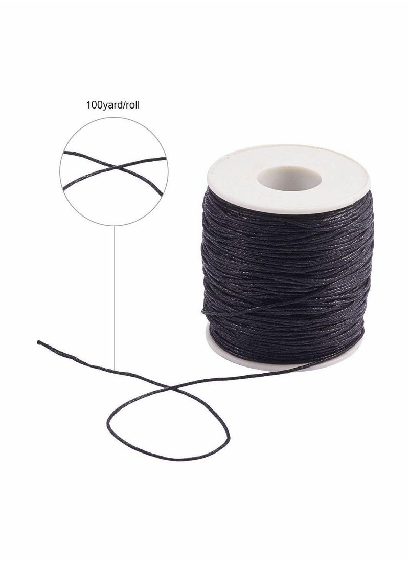 1 Roll 1mm 100 Yards Waxed Cotton Cord Thread Beading String For Jewelry Making Crafting Beading Macrame 1mm - 100 Yards Black - Image 5