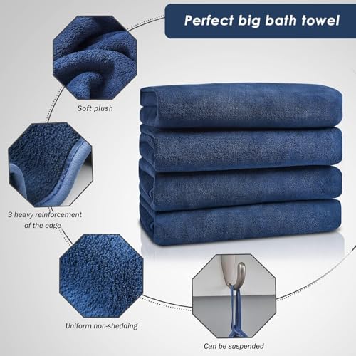 MAXOSHINE Microfiber Towels for Bath Large Size-Super Soft Coral Fleece Bathing Towel Hook Quick Dry Super Absorbent-Bath Towel for Men and Women-70x140 cm, 350 GSM, Pack of 2 - Image 5