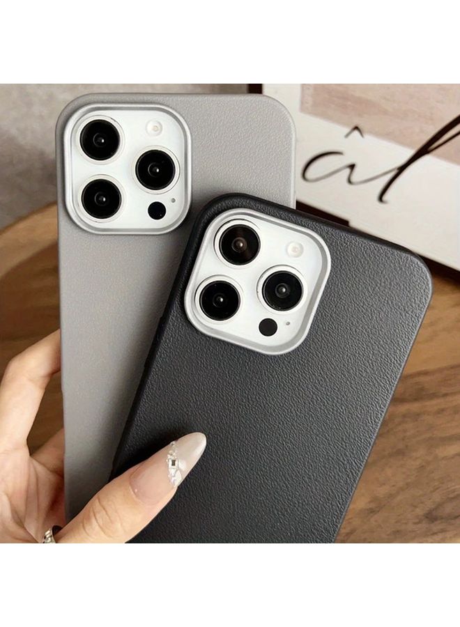 حافظة هاتف رمادية غير قابلة للانزلاق بتصميم بسيط بلون ثابت لجهاز iPhone 14 Pro، غطاء حماية متين ومقاوم للصدمات، هدية - Image 3