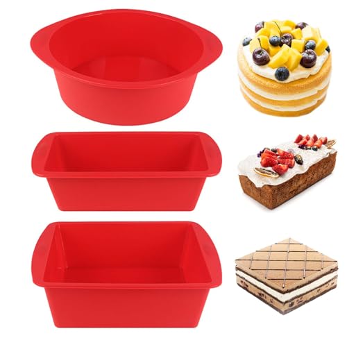 LGQUK Silicone Baking Pans Sets Nonstick Silicone Bakeware Set with Bread Loaf Pan SquareRound Cake Pan Oven Dishwasher Safe - Image 1