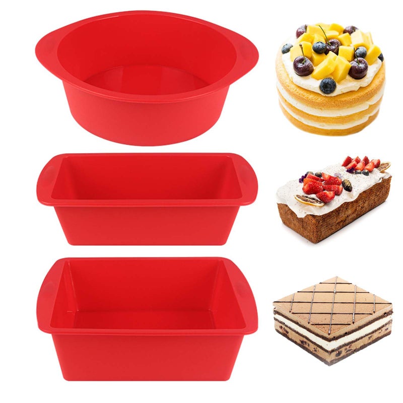 LGQUK Silicone Baking Pans Sets Nonstick Silicone Bakeware Set with Bread Loaf Pan SquareRound Cake Pan Oven Dishwasher Safe - Image 2