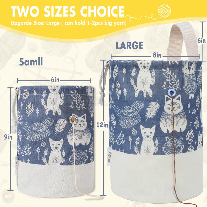 LeCorner Yarn Bag, Small Crochet Bag Organizer, Drawstring Yarn Storage Knitting Bags, Portable Mini Yarn Holder for Crocheting Project, Store Skein Ball, Needles Accessories - Image 2