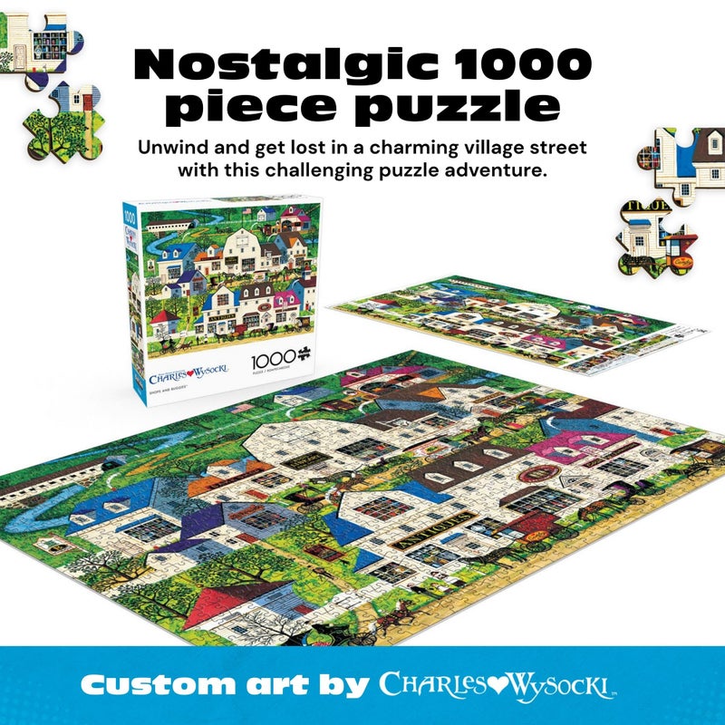 Buffalo Games - 1000 Piece Jigsaw Puzzle Charles Wysocki Shops and Buggies, Made in USA, Premium Recycled Board, Reference Diagram, Giftable - Image 2