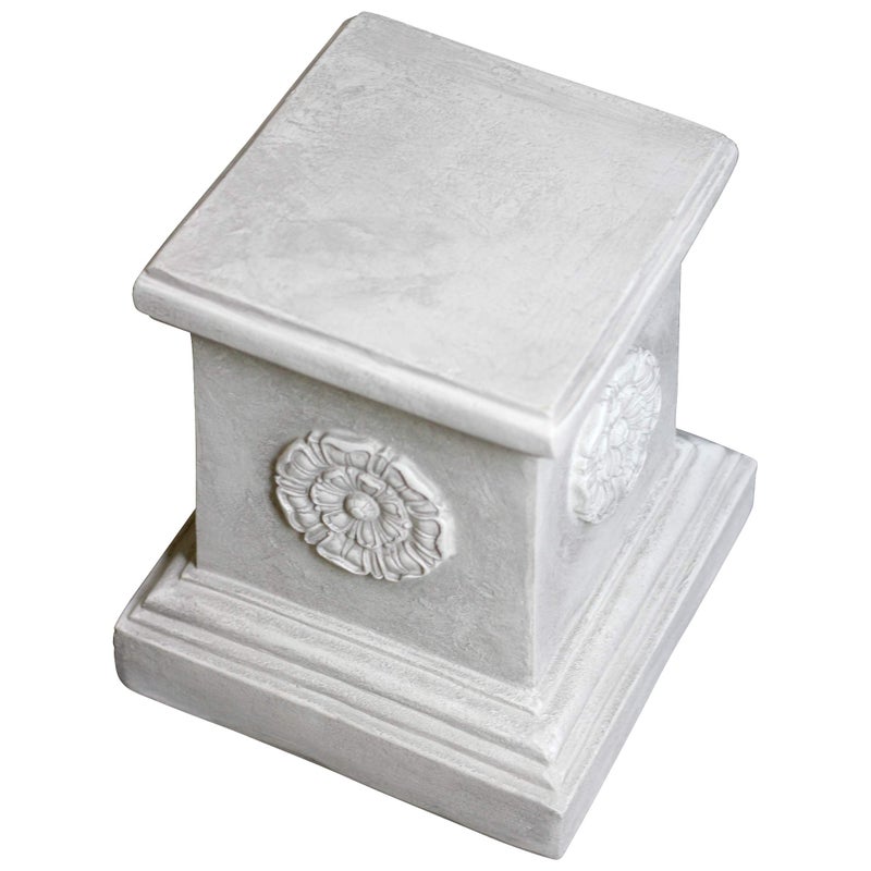 Design Toscano English Rosette Indoor/Outdoor Sculptural Garden Plinth Base Statue Riser, Large 13 Inch Tall, Cast Stone Resin, Antique Stone Finish - Image 5