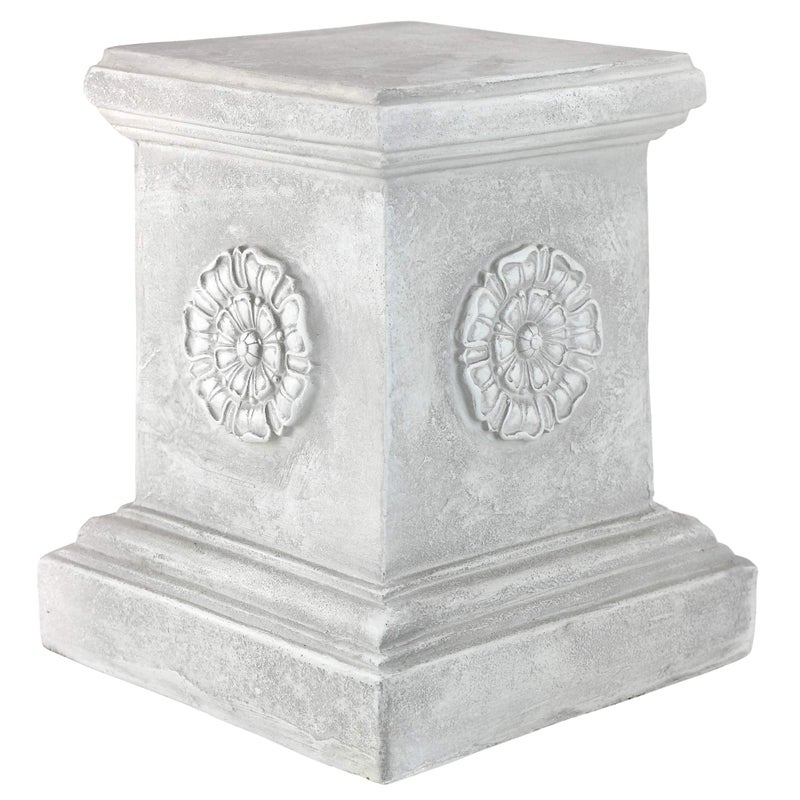 Design Toscano English Rosette Indoor/Outdoor Sculptural Garden Plinth Base Statue Riser, Large 13 Inch Tall, Cast Stone Resin, Antique Stone Finish - Image 1