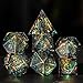 Cusdie Sharp Edges Dice DND 7 PCs DD Dice Handcrafted Polyhedral Dice Set for Role Playing Game Black Pattern - Image 2