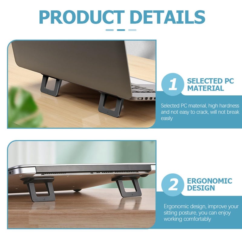 Ergonomic Laptop Stand Set Black PC Material Anti Slip For Improved Cooling Height Adjustment Office Home Use - Image 4