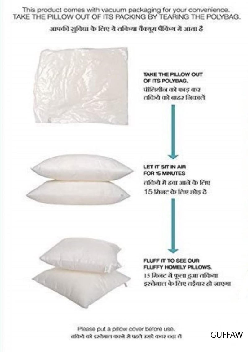 GUFFAW Microfiber Pillow Filler 12x18 inches (White) Set of 4 Premium Combo - Image 3