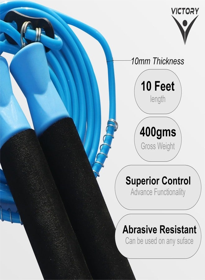 VICTORY Adjustable Skipping Rope Jumping Rope With Comfortable Handles Ball Bearing Skipping Rope for Kids, Women, Girls Rassi Jumping Men for Exercise, Gym, Sports Fitness (Blue) - Image 3