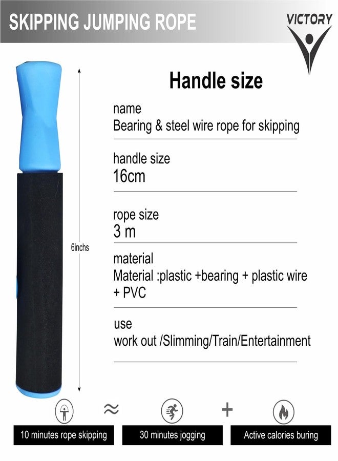 VICTORY Adjustable Skipping Rope Jumping Rope With Comfortable Handles Ball Bearing Skipping Rope for Kids, Women, Girls Rassi Jumping Men for Exercise, Gym, Sports Fitness (Blue) - Image 4