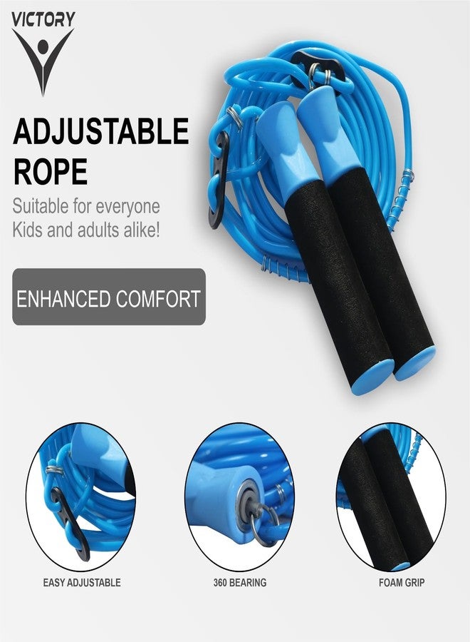 VICTORY Adjustable Skipping Rope Jumping Rope With Comfortable Handles Ball Bearing Skipping Rope for Kids, Women, Girls Rassi Jumping Men for Exercise, Gym, Sports Fitness (Blue) - Image 2