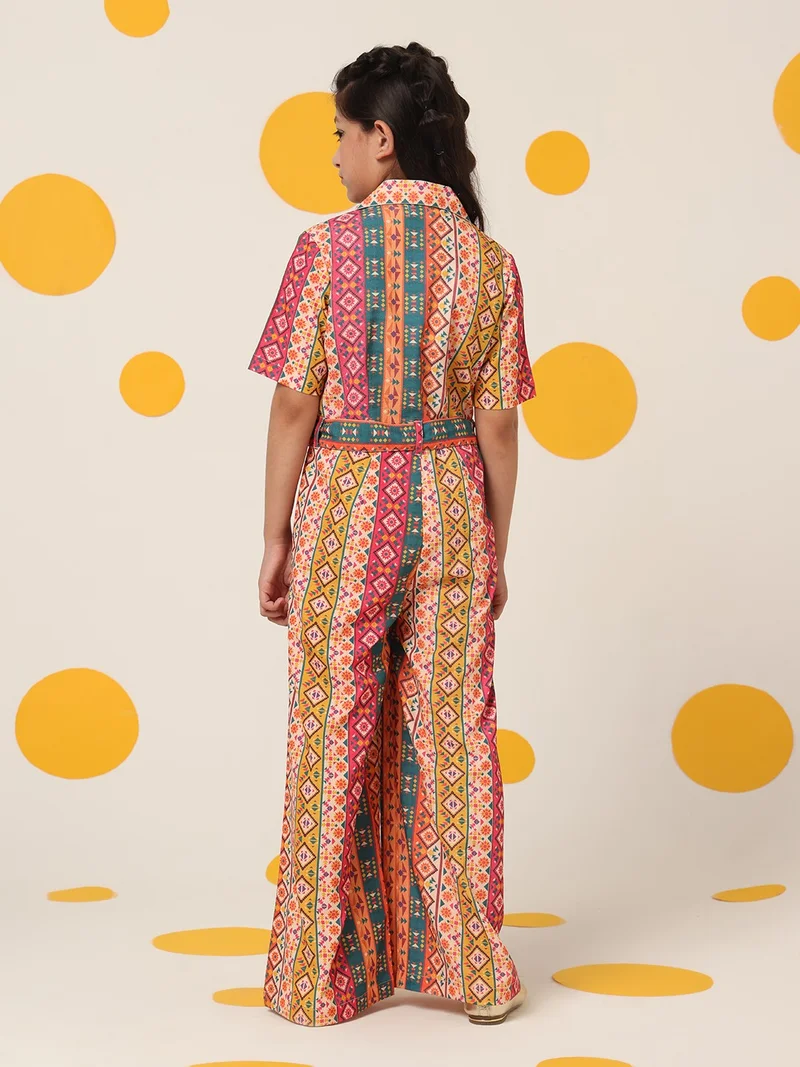Cherry & Jerry Cherry & Jerry Seersucker Multi color Printed Full Length Jumpsuits