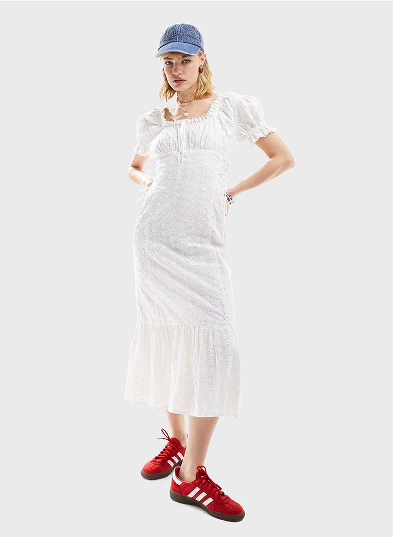 Reclaimed Vintage - Square Neck Puff Sleeve Dress - Image 1