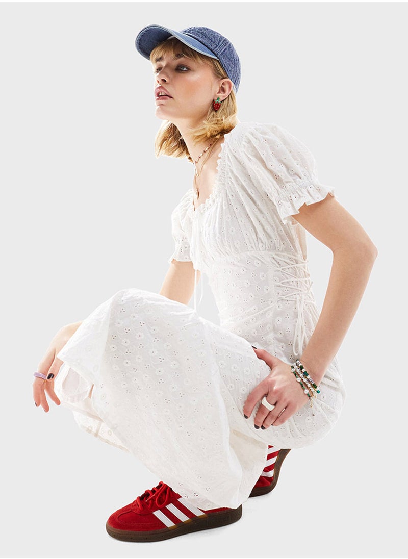 Reclaimed Vintage - Square Neck Puff Sleeve Dress - Image 1