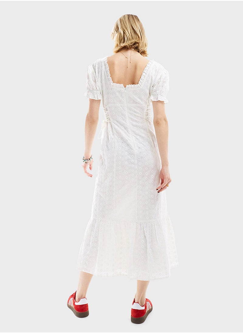 Reclaimed Vintage - Square Neck Puff Sleeve Dress - Image 1