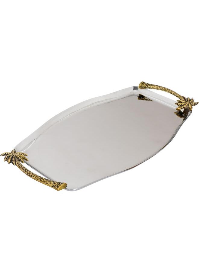 Alsaif Steel Serving Tray 46X27X2 Cm Silver  - Image 2
