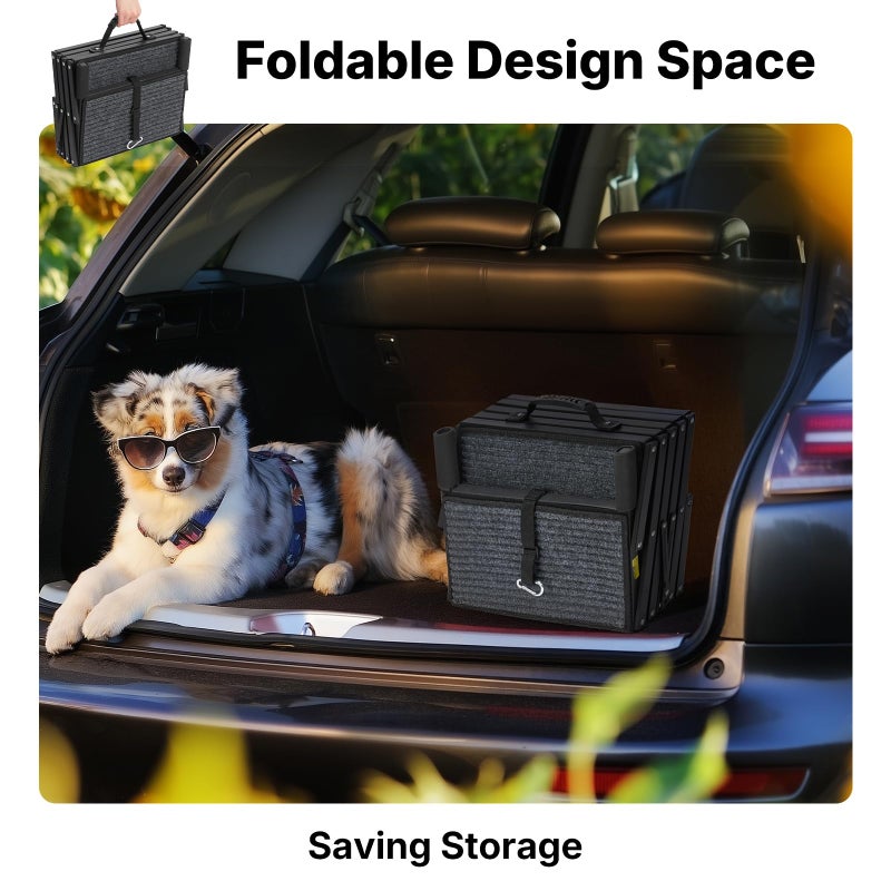 Veehoo Foldable Dog Steps for Car Truck, 4 Steps Collapsible Dog Stairs for Car Large Dogs 17" Wide, Heavy Duty Outdoor Pet Ramp Ladder Portable with Non Slip Surface for Dogs, Support up to 200 lbs - Image 3