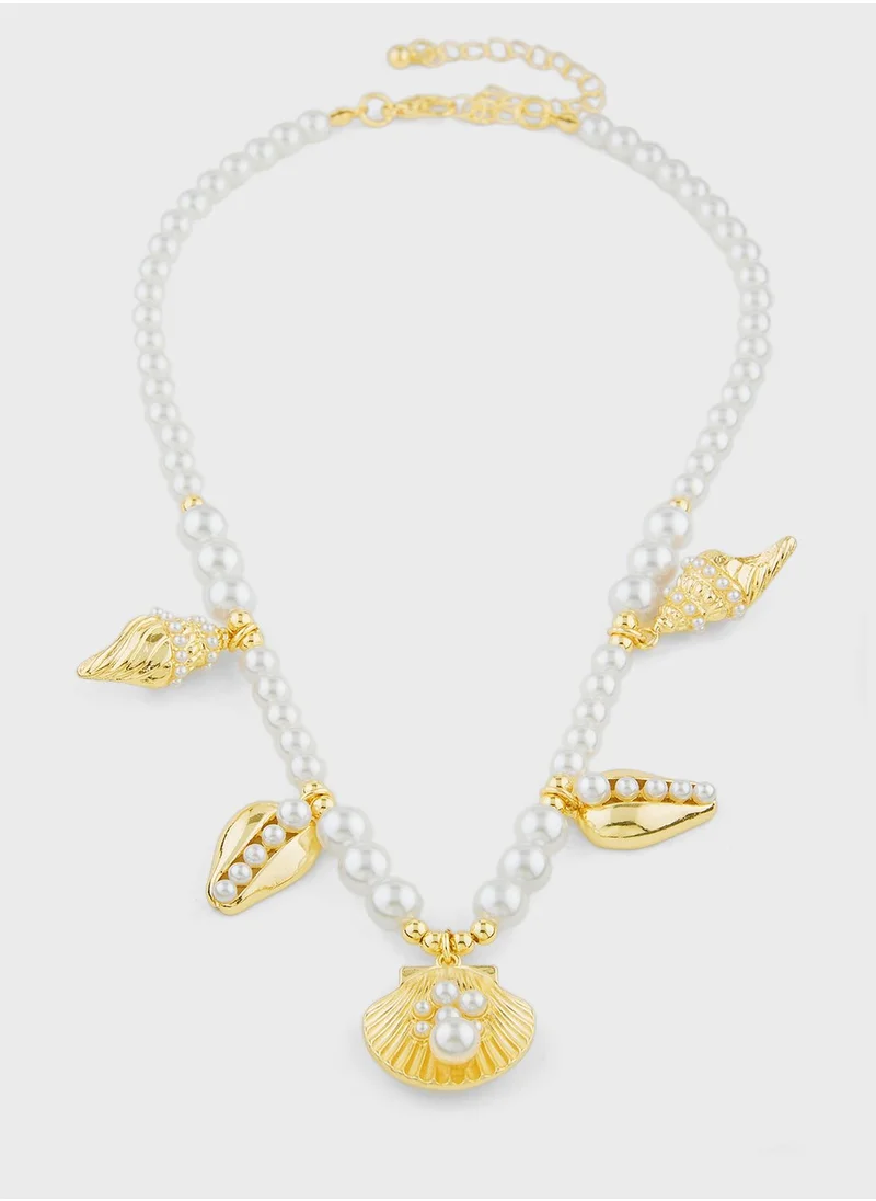 Ginger Oceanic Pearl Short Necklace