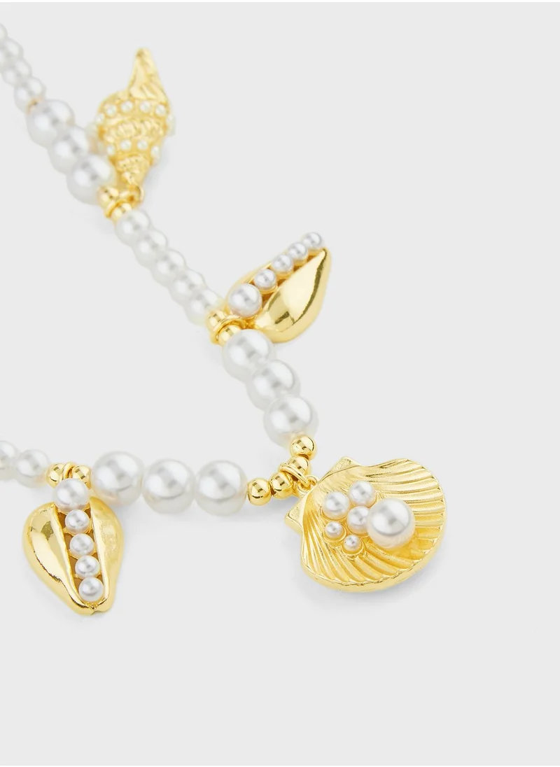 Ginger Oceanic Pearl Short Necklace