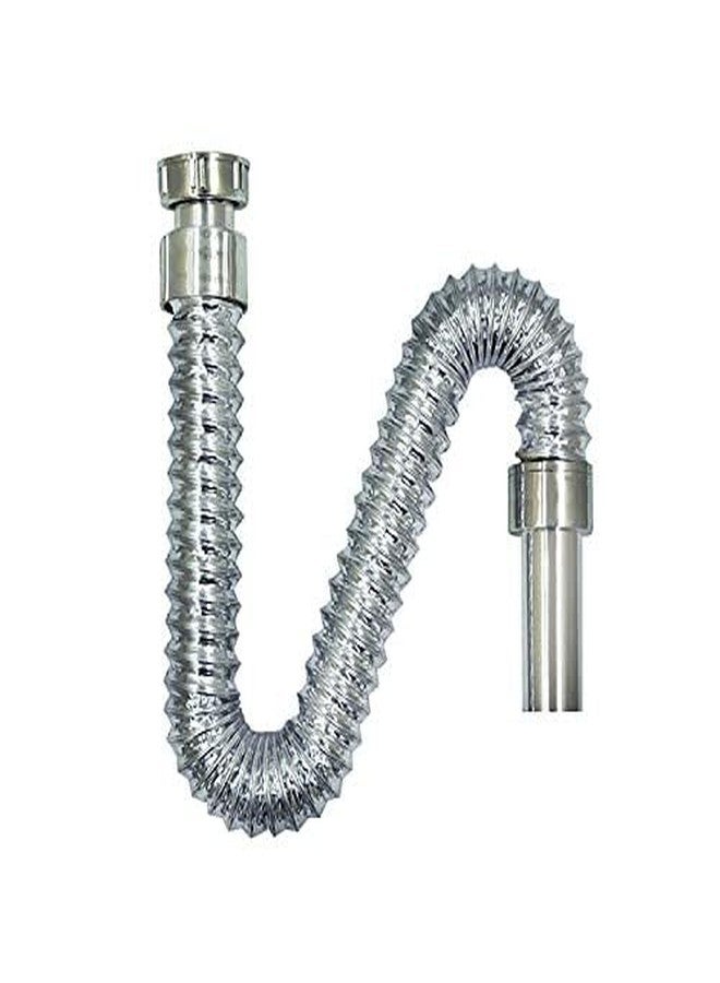 HOMEMATES Flexible PVC Sink Drain Pipe 70cm, Wash Basin Outlet Pipe, Anti-Clog Drain Hose for Bathroom or Kitchen Sink, Expandable Waste Water Pipe, Easy Installation and Leak-Proof (Silver) - Image 1