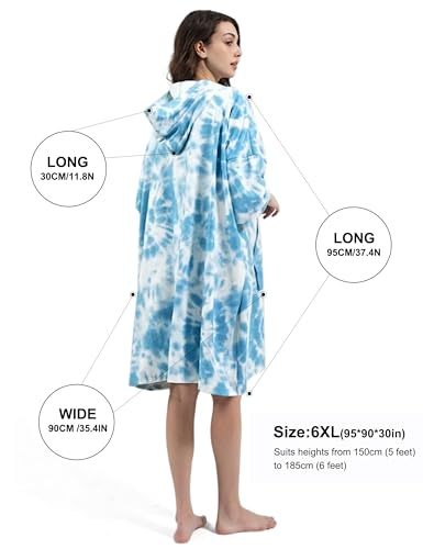 KFUBUO Surf Poncho Changing Towel Swim Robe with Pocket Plus Size Terry Cloth Swim Cover Up for Women Towel Poncho Hoodie - Image 5
