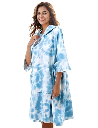 KFUBUO Surf Poncho Changing Towel Swim Robe with Pocket Plus Size Terry Cloth Swim Cover Up for Women Towel Poncho Hoodie - Image 1