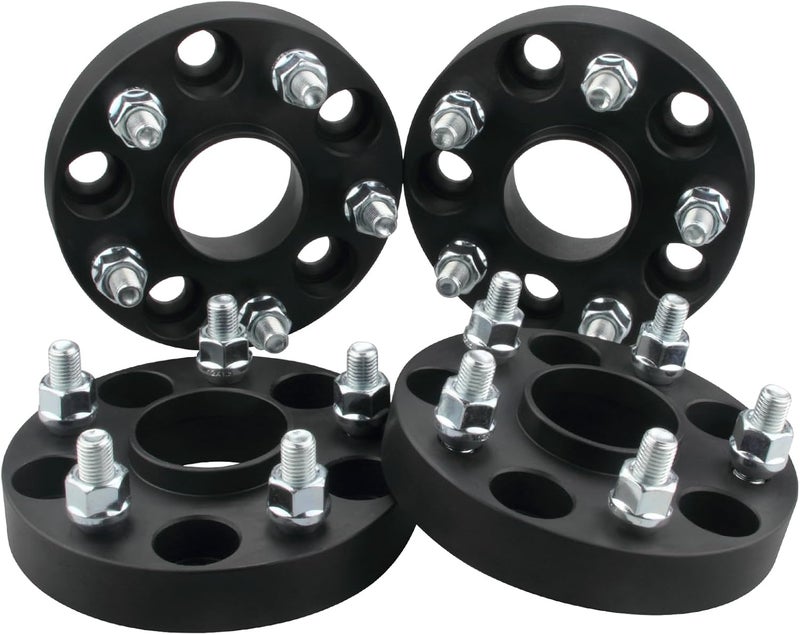 DCVAMOUS 4PC Black Hubcentric 5x4.75 Wheel Spacers 1 Inch with 12x1.5 Studs - Image 1