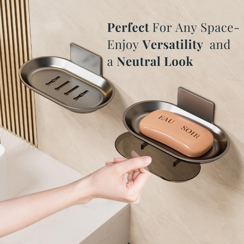 TENOM Soap Stand for Bathroom, Soap Box, Stickable Soap Holder, Soap Dish, Bathroom Soap Holder (1, White) - Image 5
