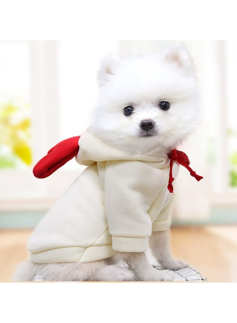 Dog Hoodie Clothes, Cute Heart Dog Costume Warm Dog Sweater Cold Weather Sweatshirt Pet Coat for Puppy Small Medium Dogs Cats (XS,White)  - Image 2